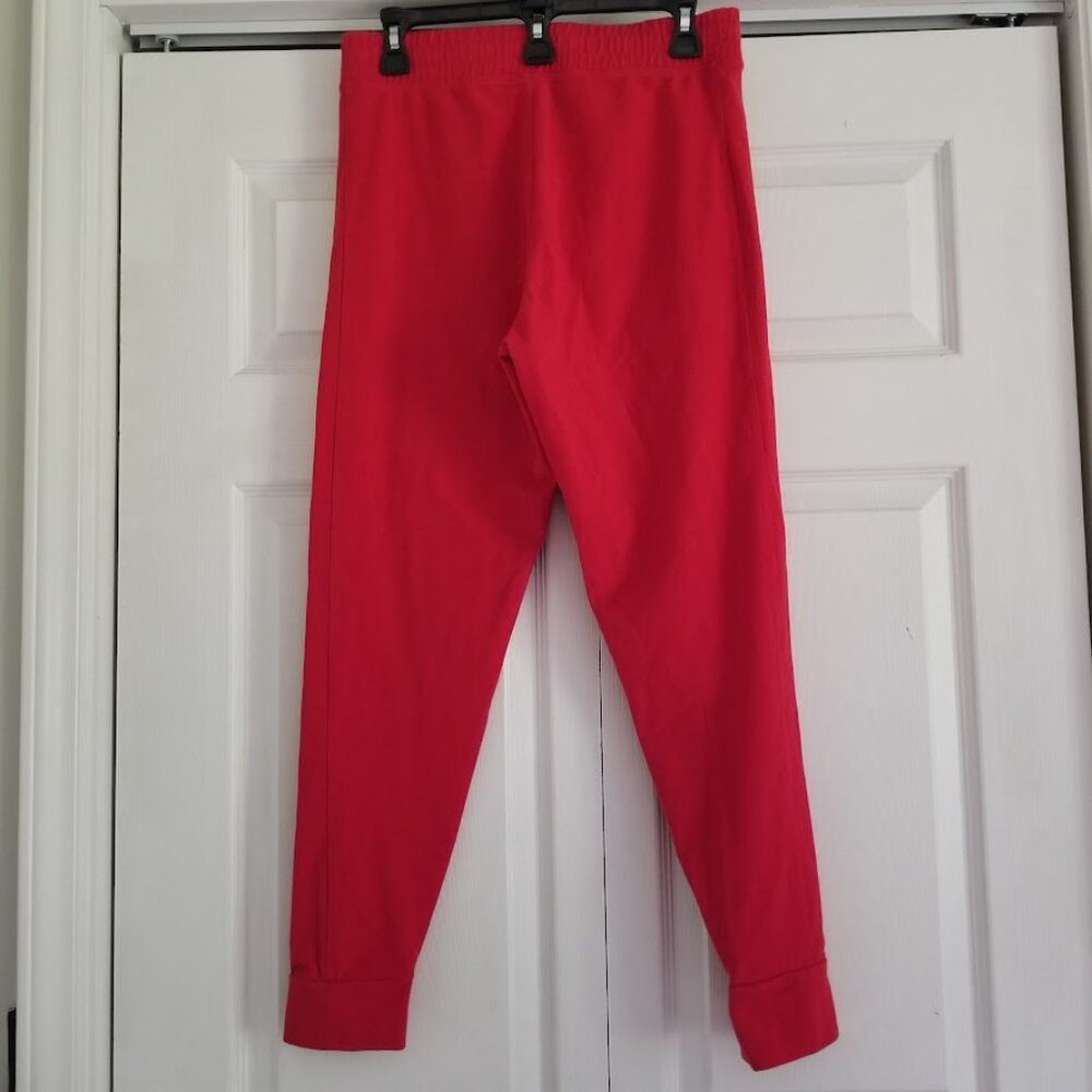 VS PINK Sweatpants Large Red White Logo Drawstring Pockets Tapered Comfort - Picture 7 of 8